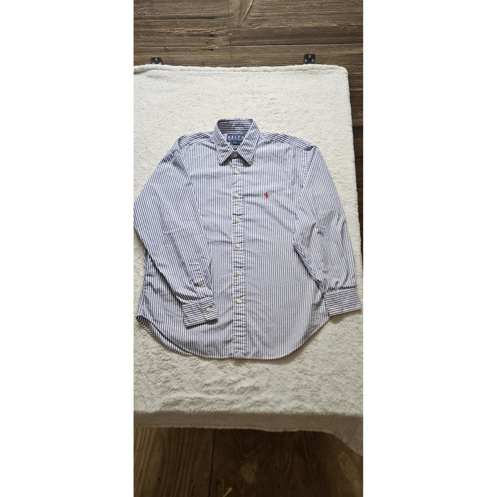 Vintage Ralph Lauren Men's 14 Blue‎ White Striped Long Sleeve Cotton Shirt.